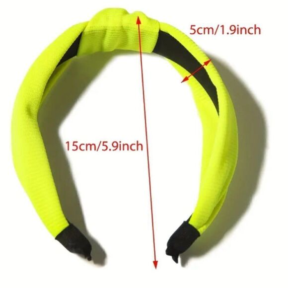 Neon Green Ribbed Top Knot Headband - Picture 3 of 3